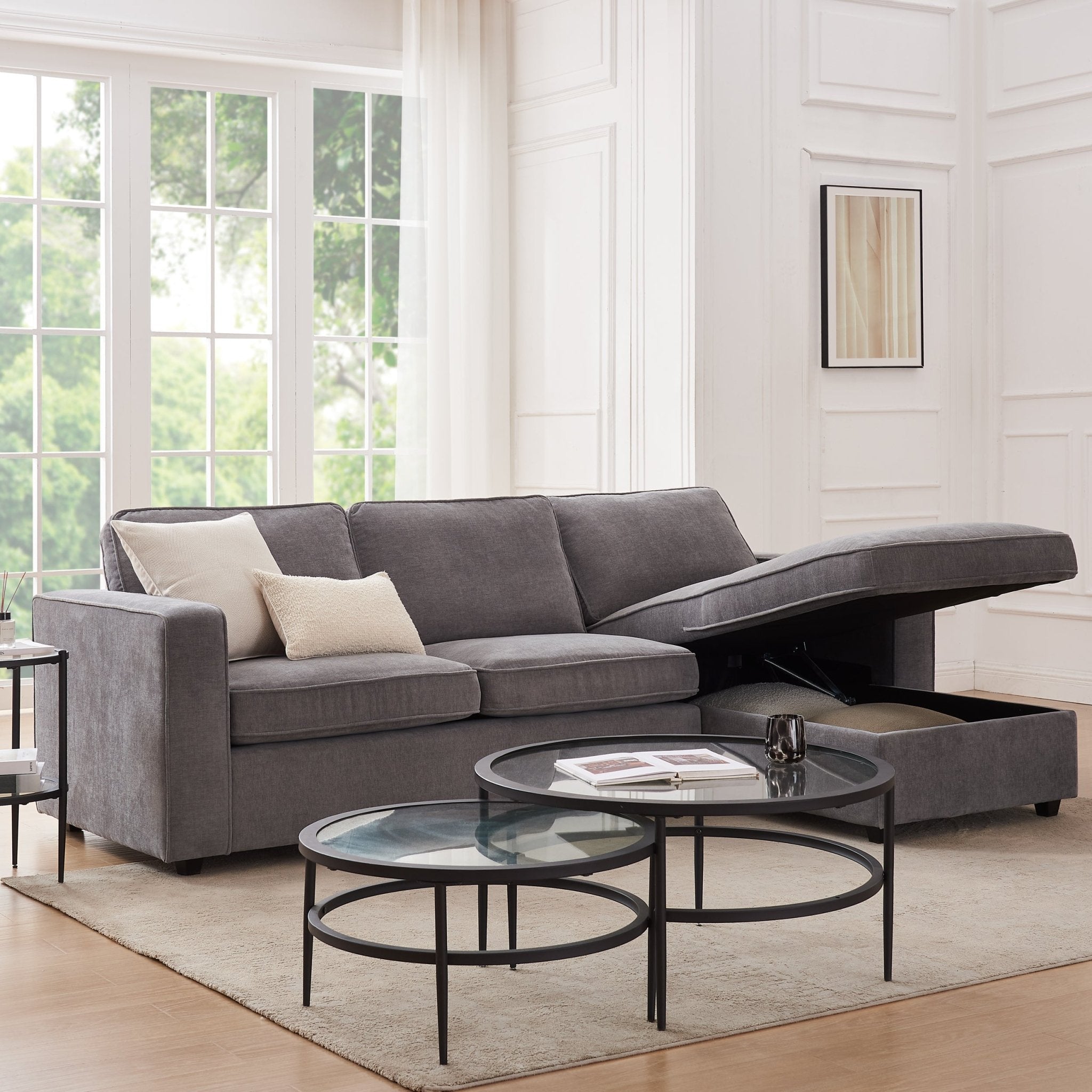 Soho Right Hand Storage Chaise Sofa - Grey