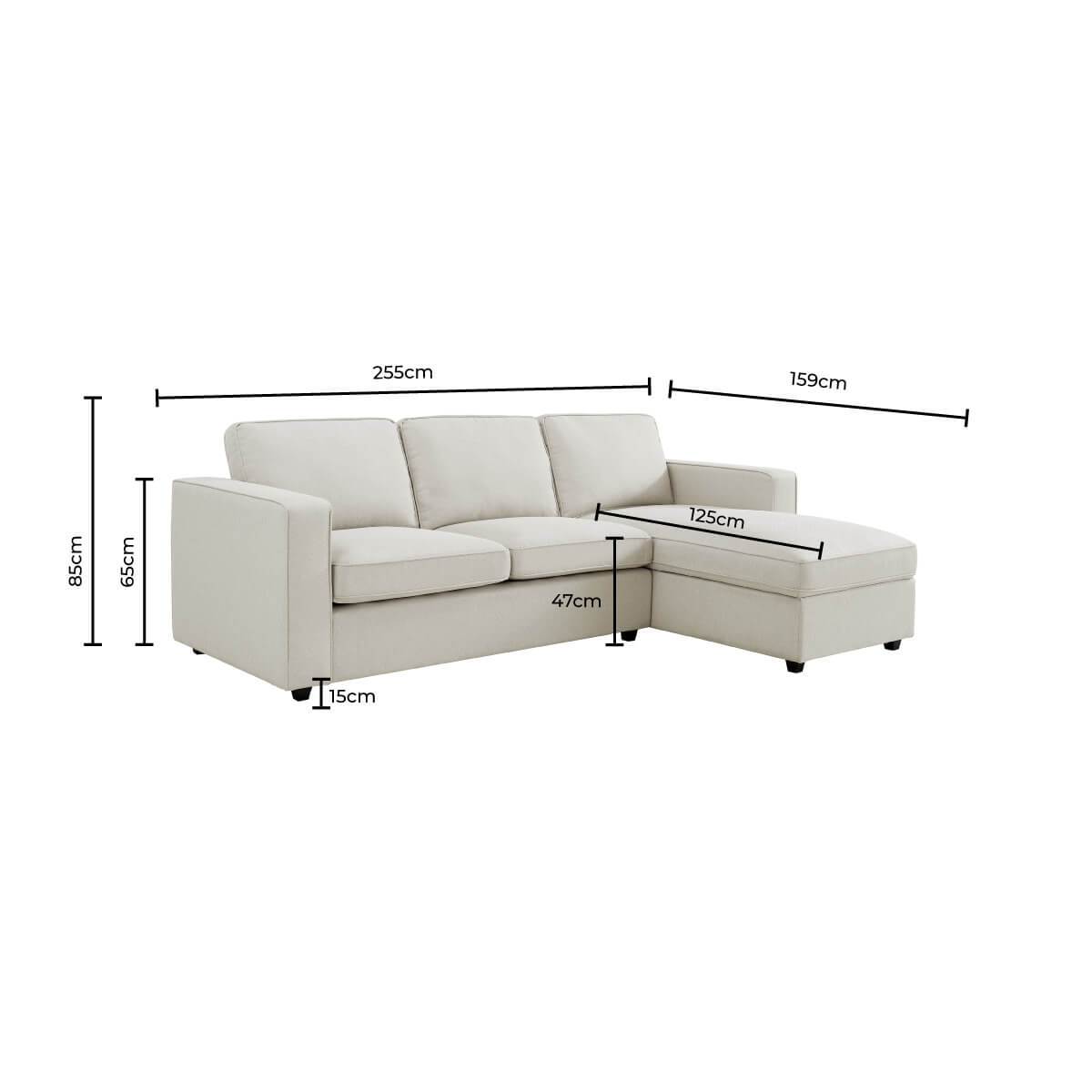 Soho Right Hand Storage Chaise Sofa - Grey