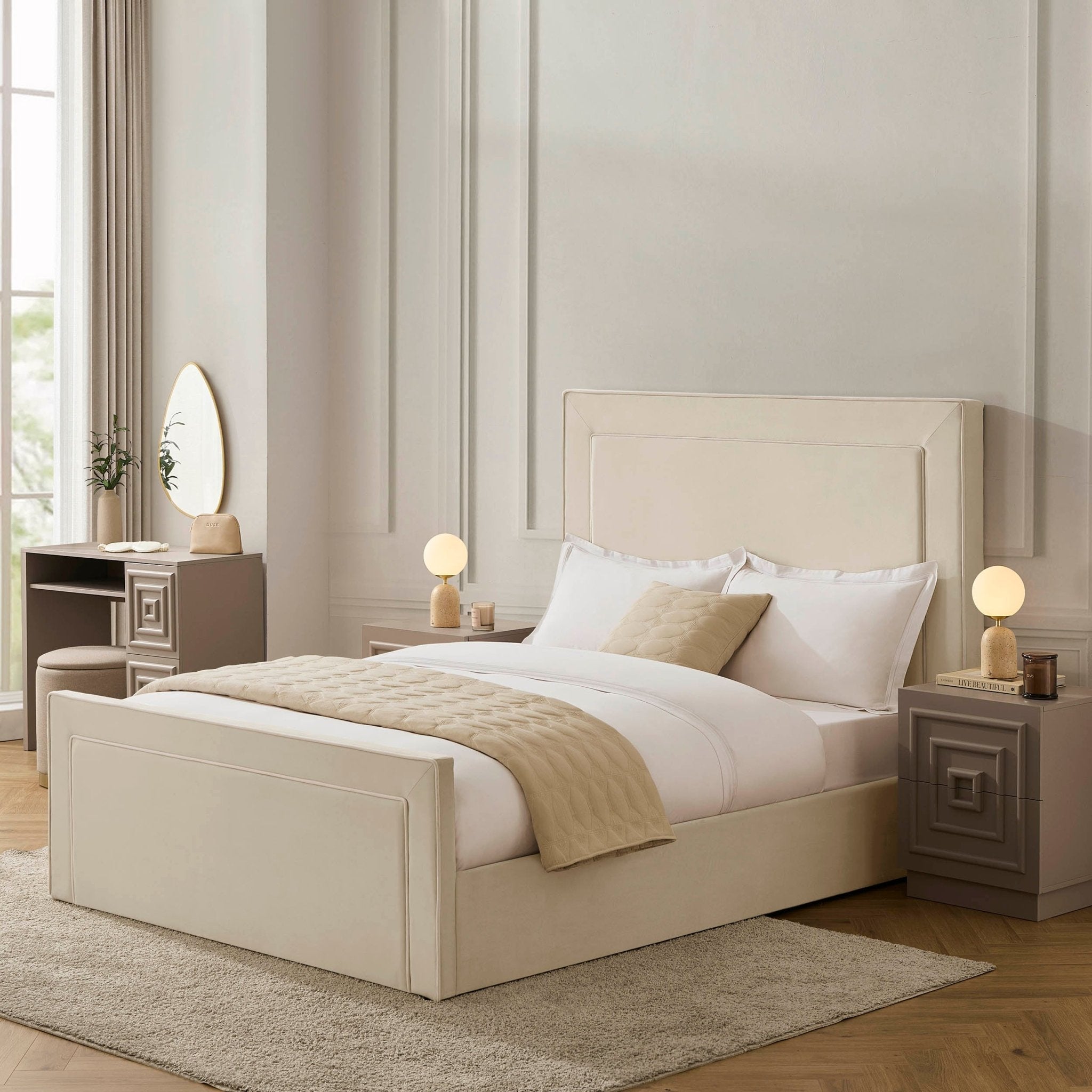 Sorrento Ottoman Storage Bed - Ecru/White