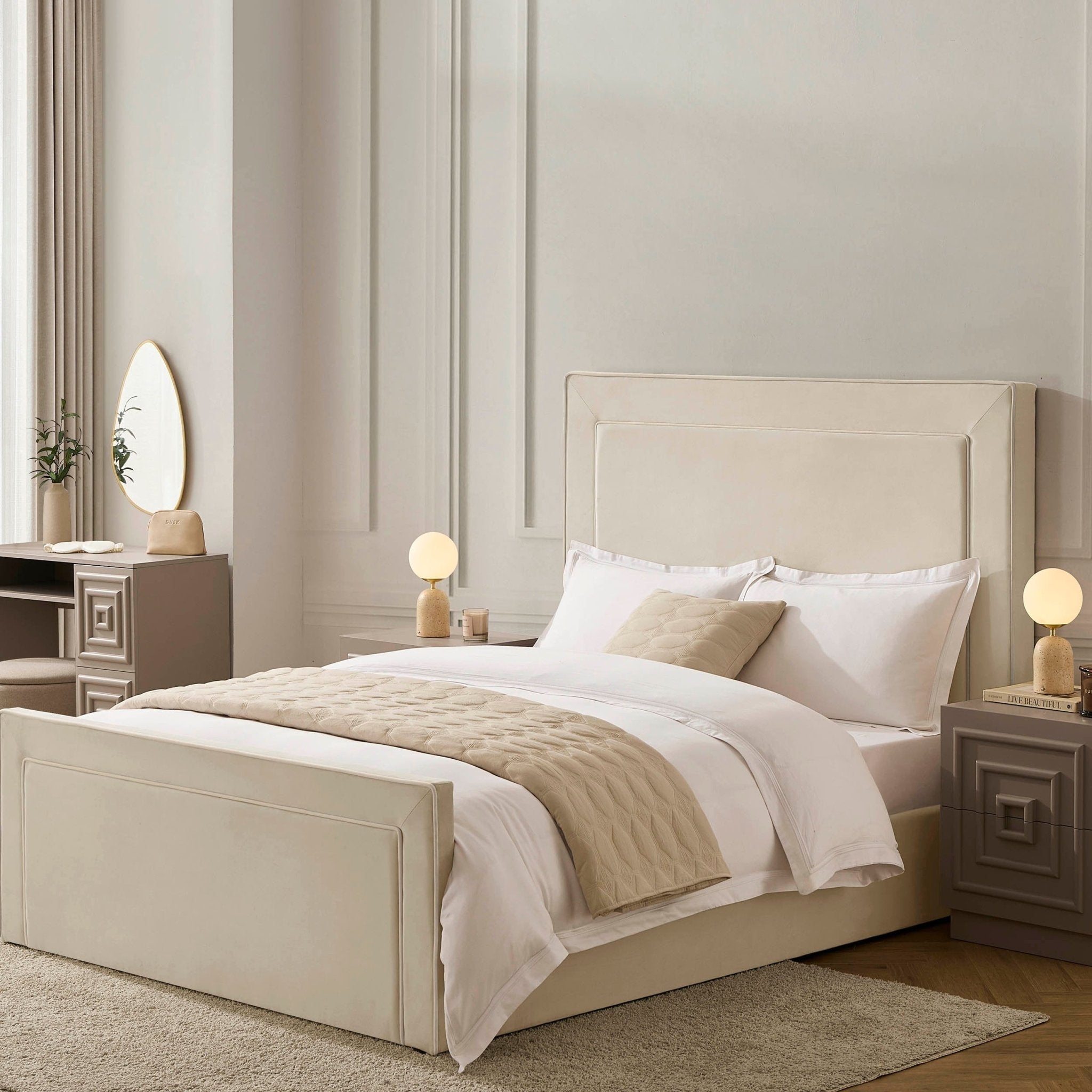 Sorrento Ottoman Storage Bed - Ecru/White