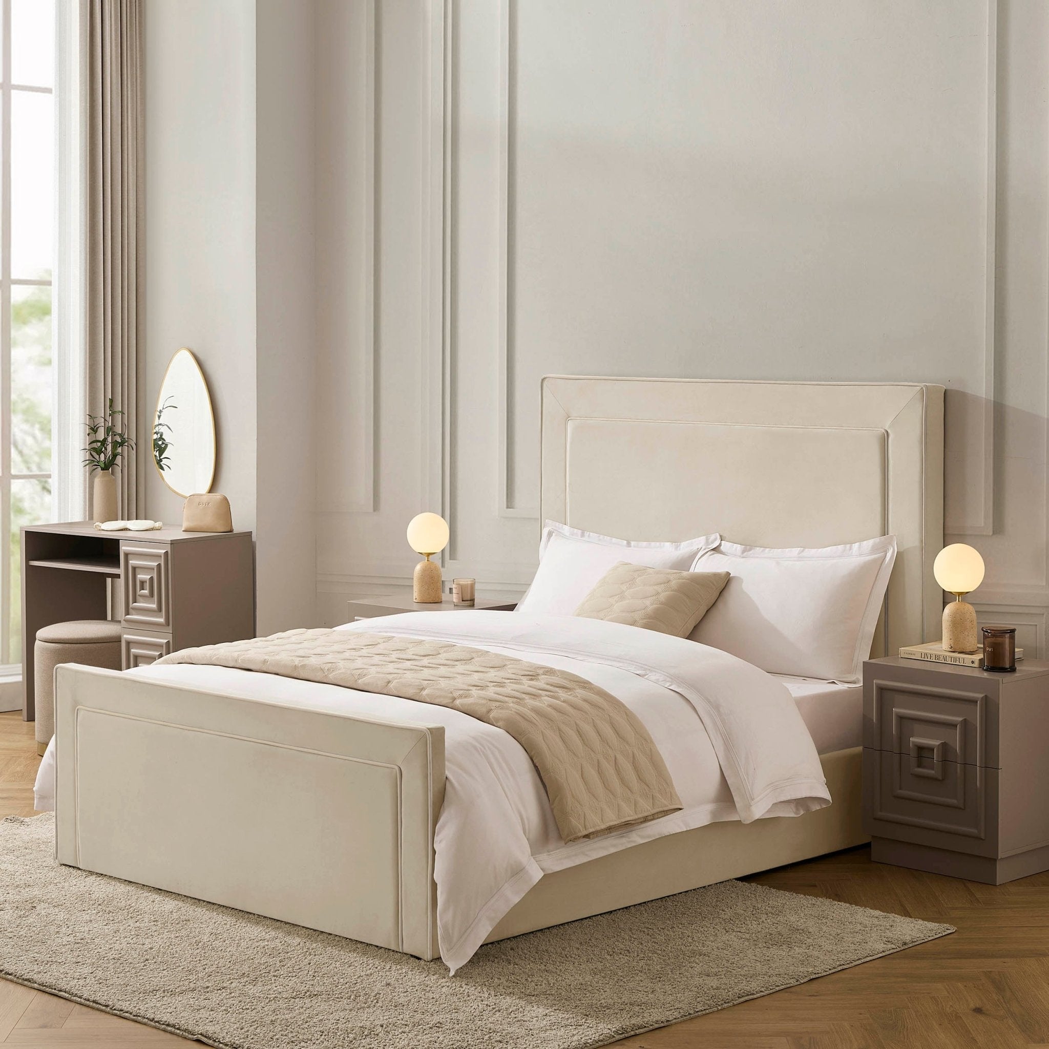 Sorrento Ottoman Storage Bed - Ecru/White