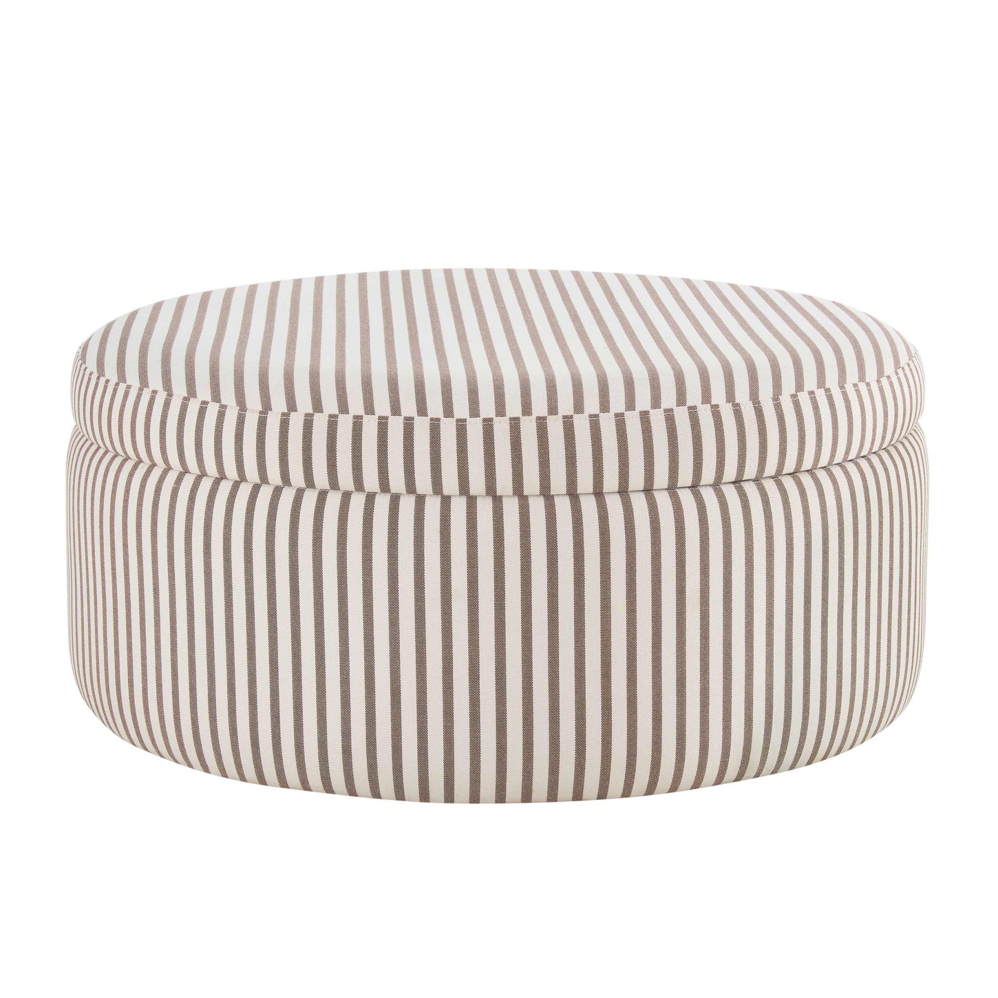 Stockton Round Storage Pouffe - Chocolate Stripe