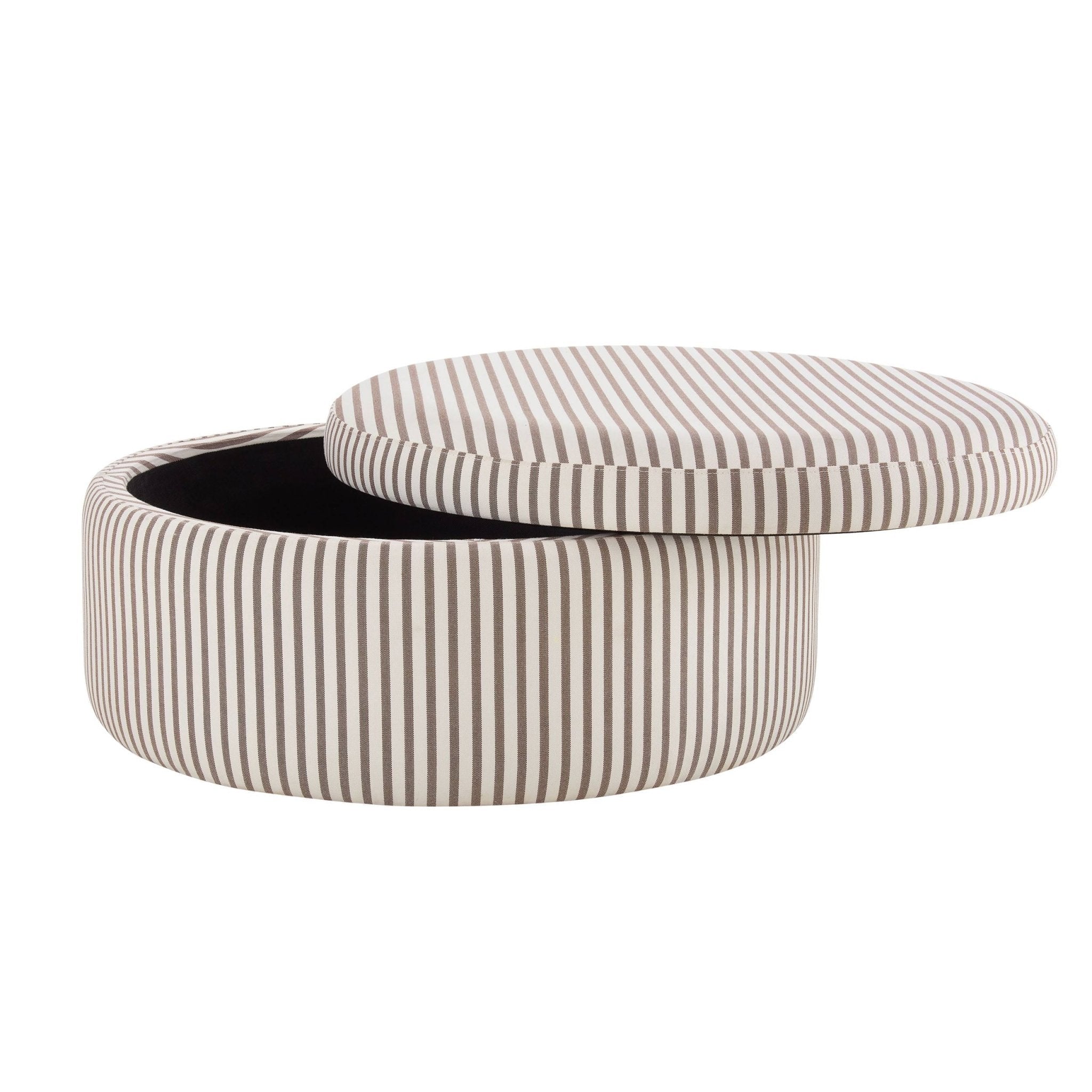 Stockton Round Storage Pouffe - Chocolate Stripe