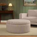 Stockton Round Storage Pouffe - Chocolate Stripe