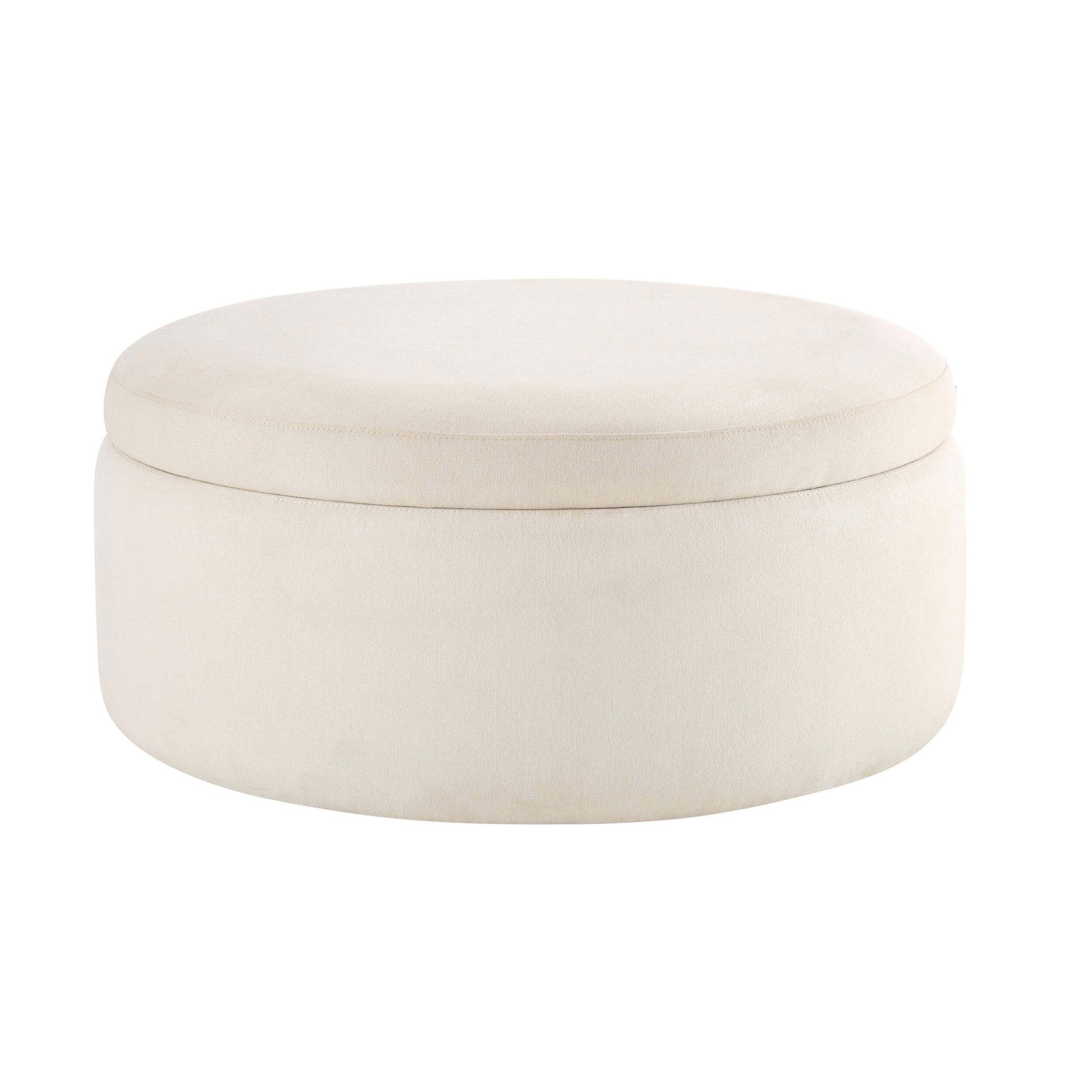 Stockton Round Storage Pouffe - Cream Linen