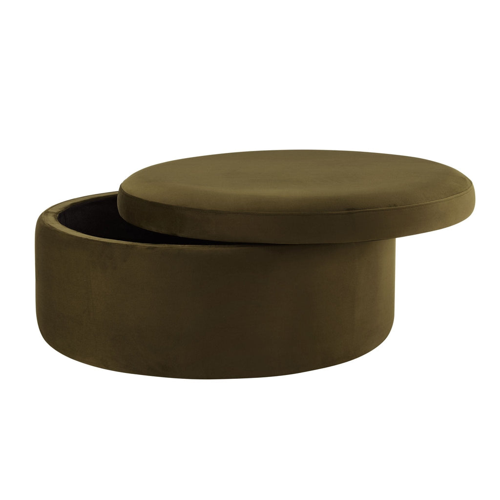 Stockton Round Storage Pouffe - Rich Green