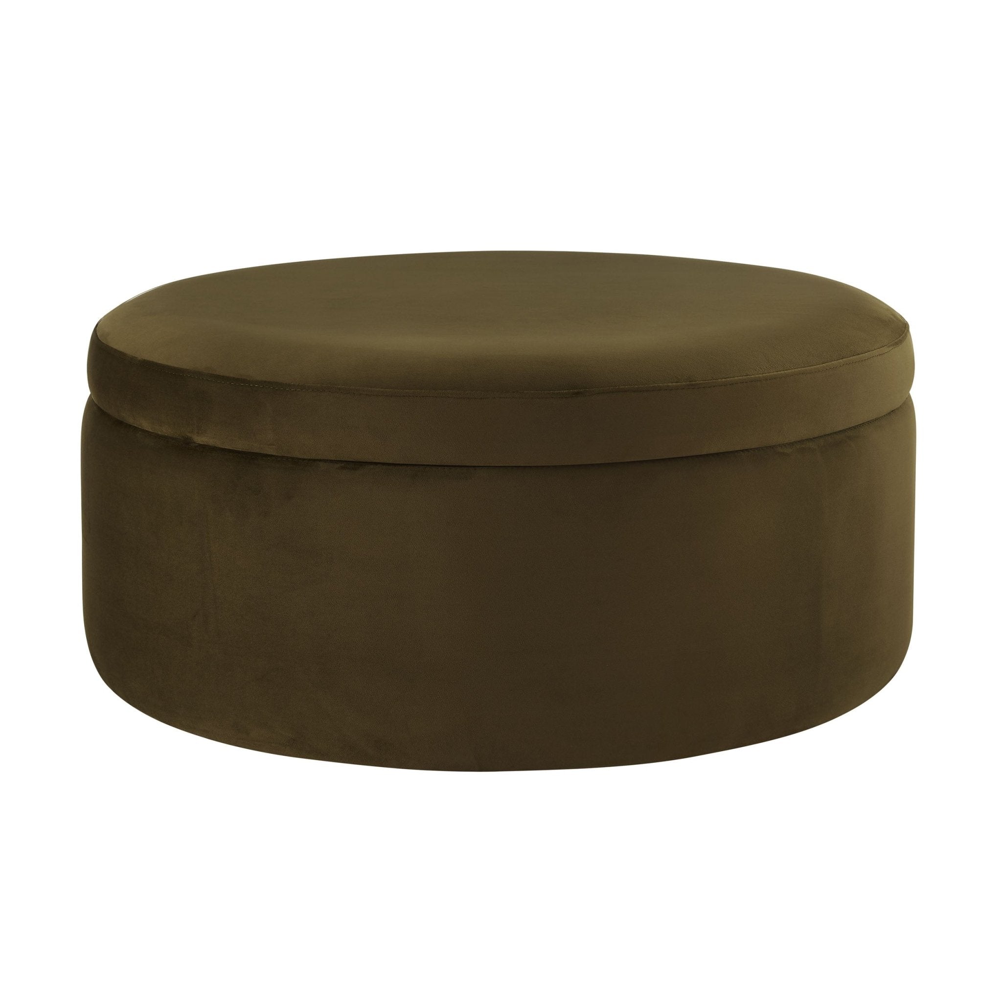 Stockton Round Storage Pouffe - Rich Green