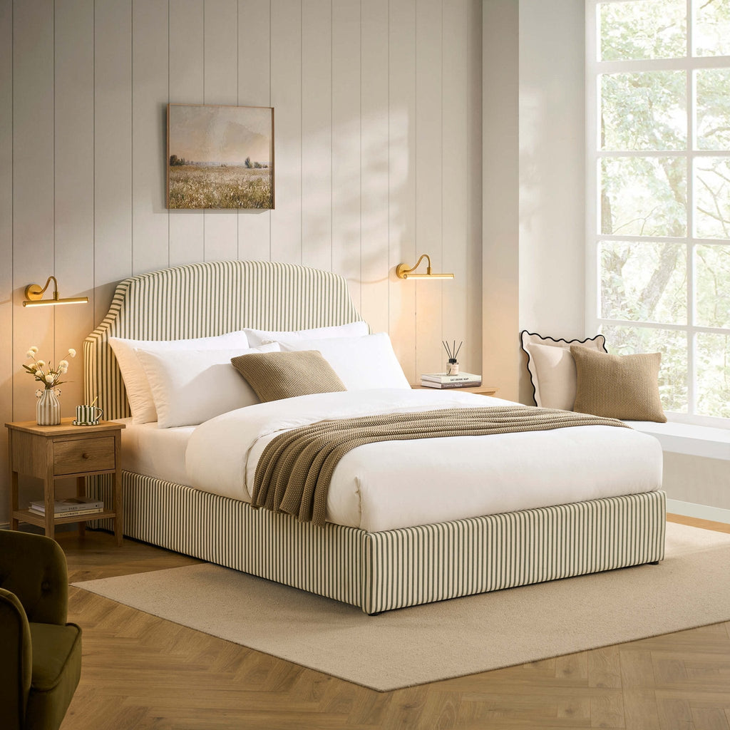 Surrey Ottoman Storage Bed - Sage Stripe