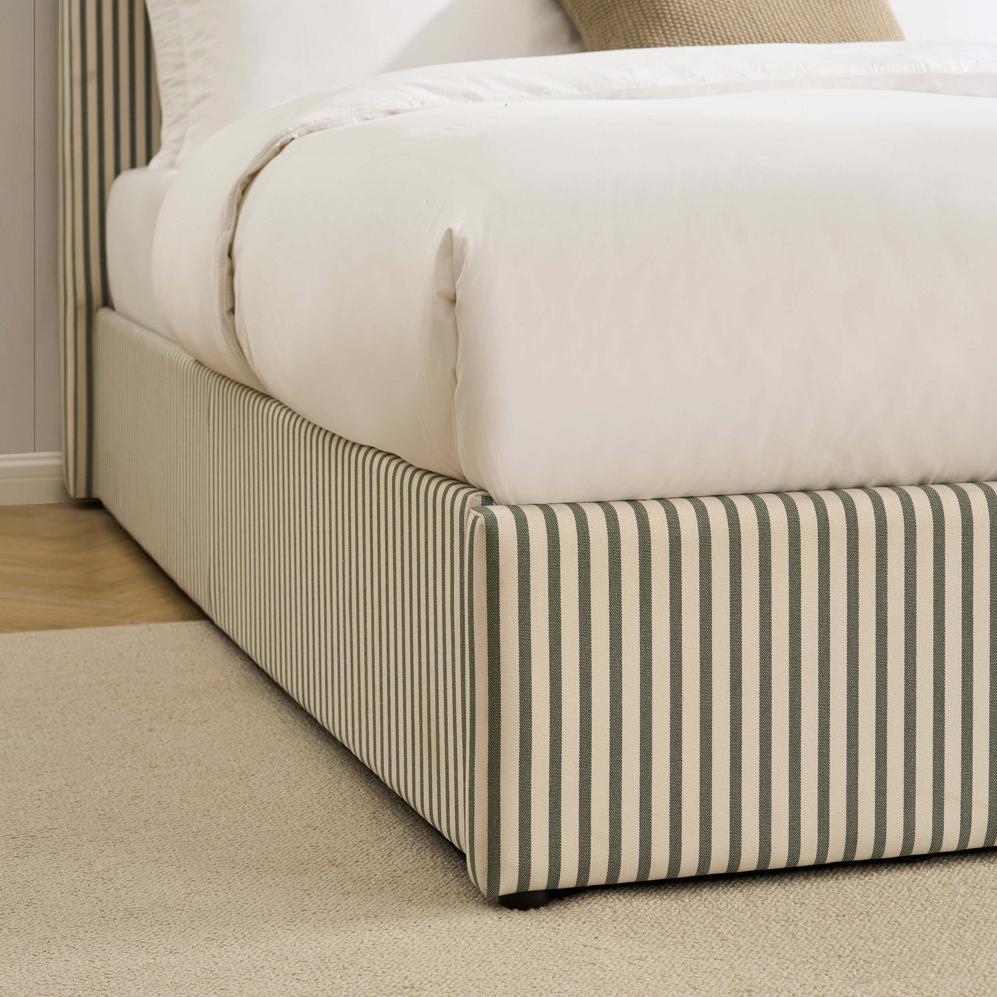 Surrey Ottoman Storage Bed - Sage Stripe