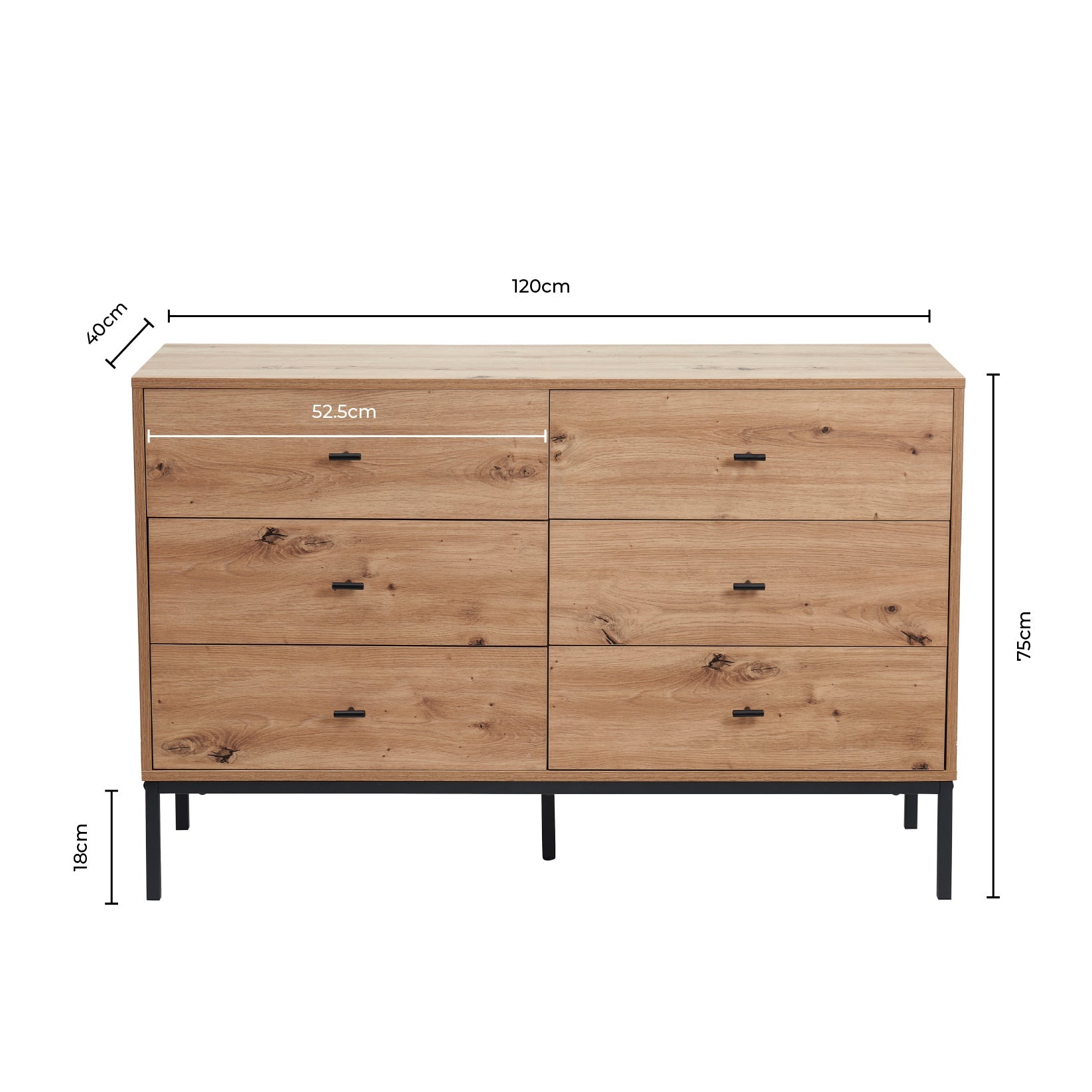 Willow 6 Drawer Chest - Light Wood
