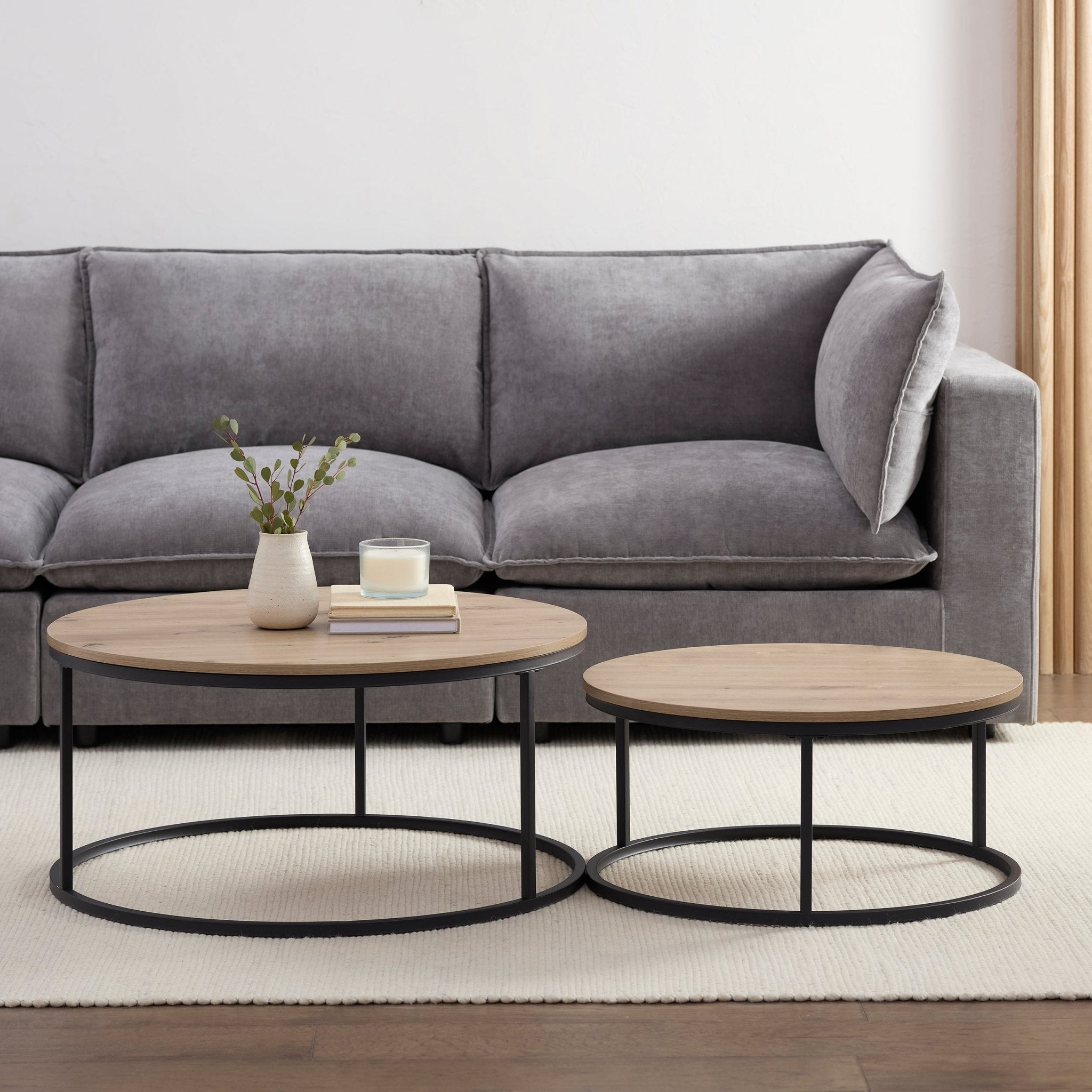 Willow Round Nesting Coffee Table - Wood