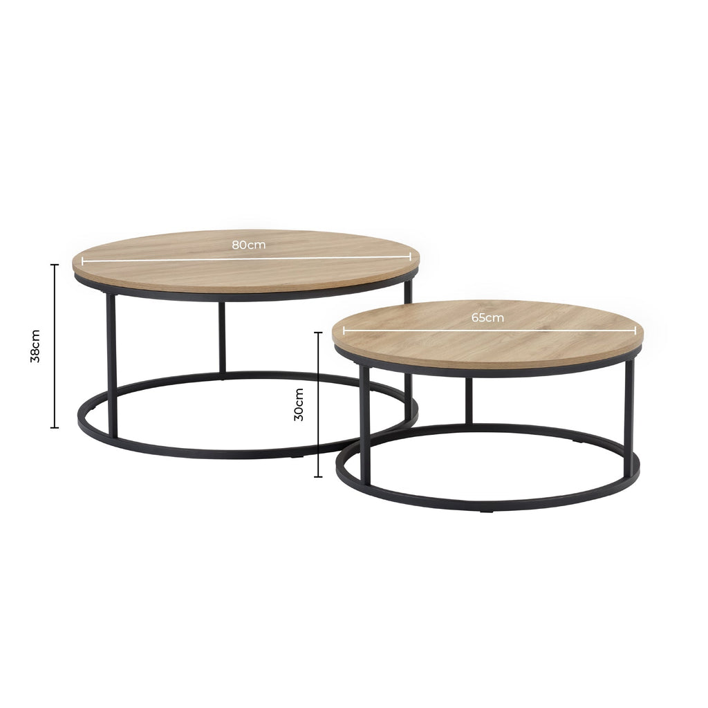 Willow Round Nesting Coffee Table - Wood