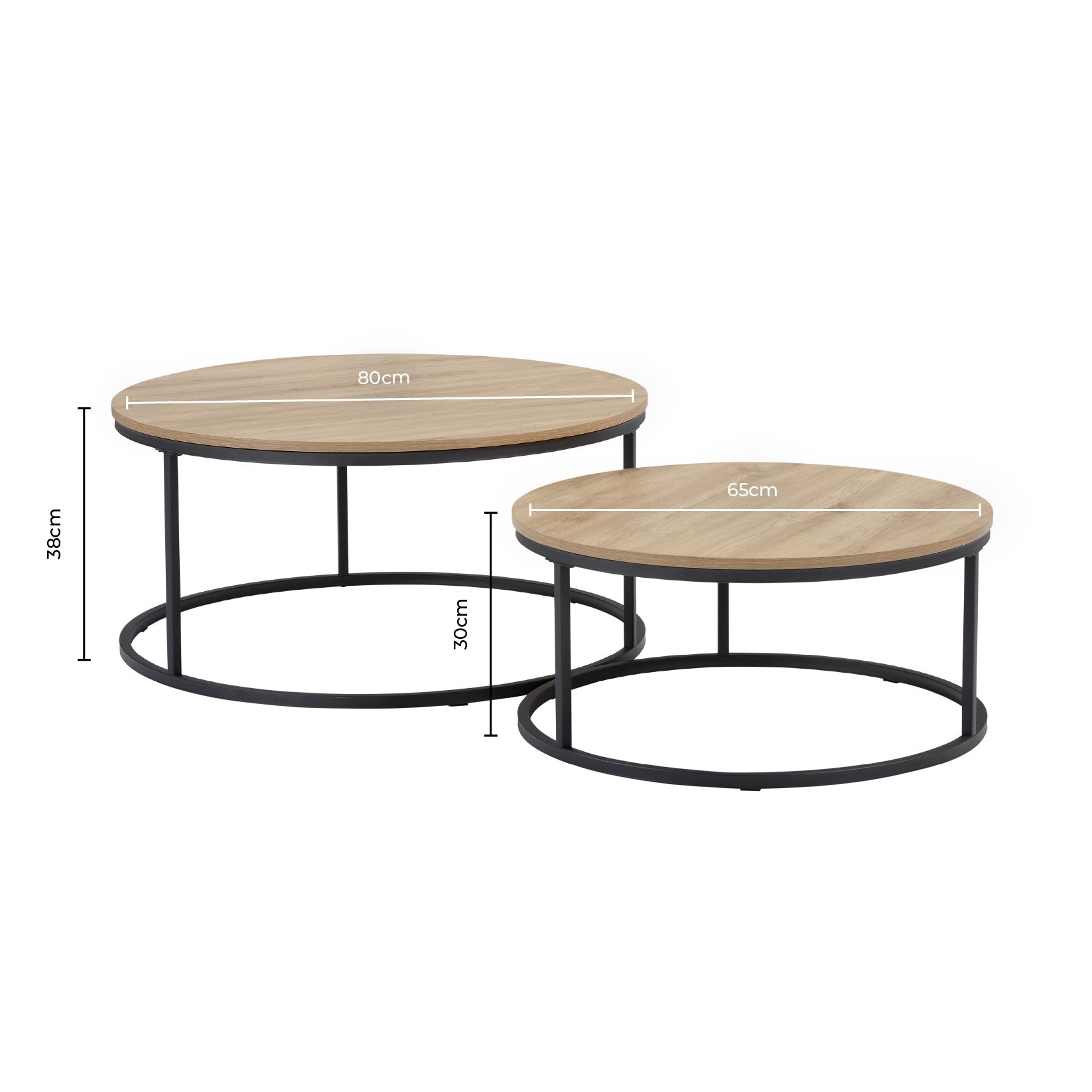 Willow Round Nesting Coffee Table - Wood