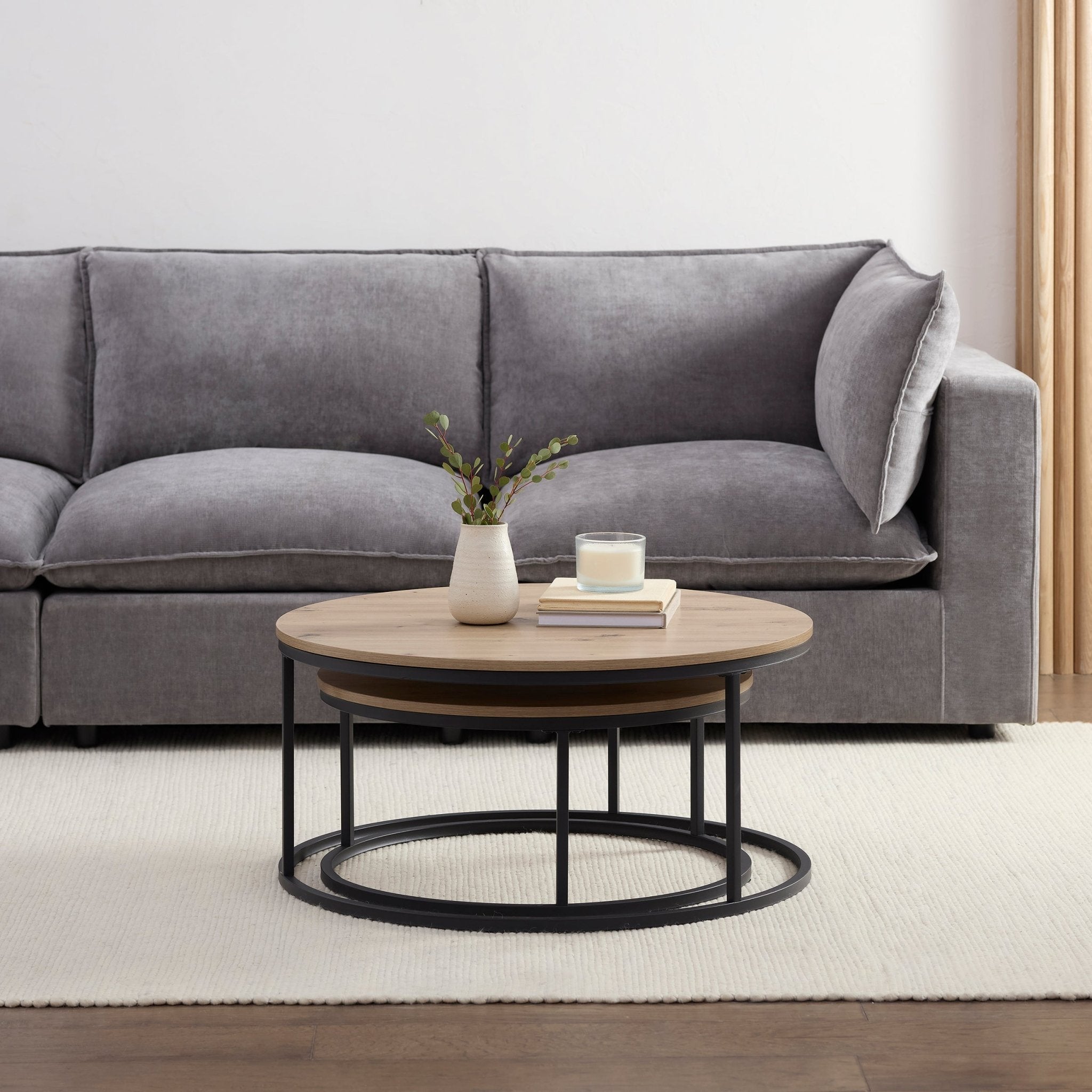 Willow Round Nesting Coffee Table - Wood