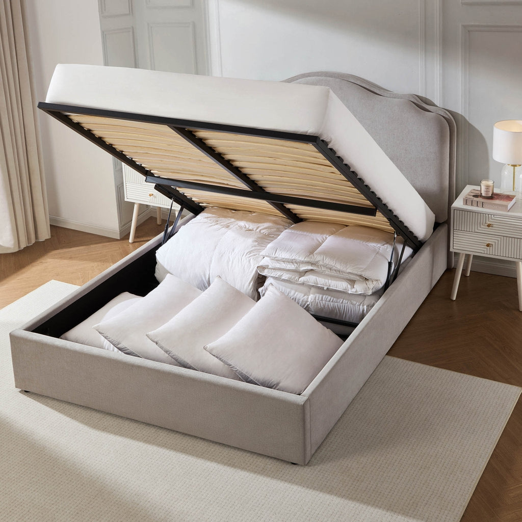 Wiltshire Chenille Ottoman Storage Bed - Light Grey
