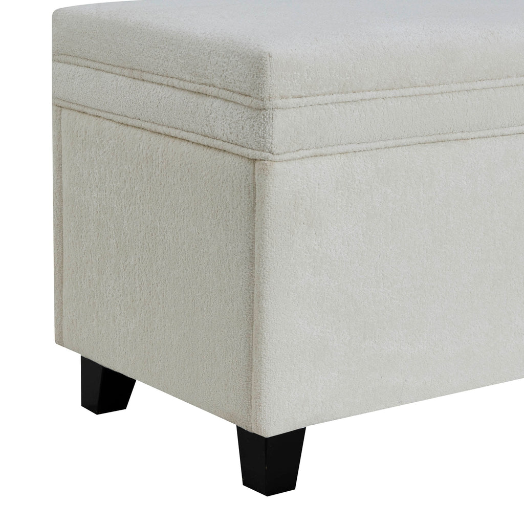 Windermere Storage Ottoman - Chenille Ecru