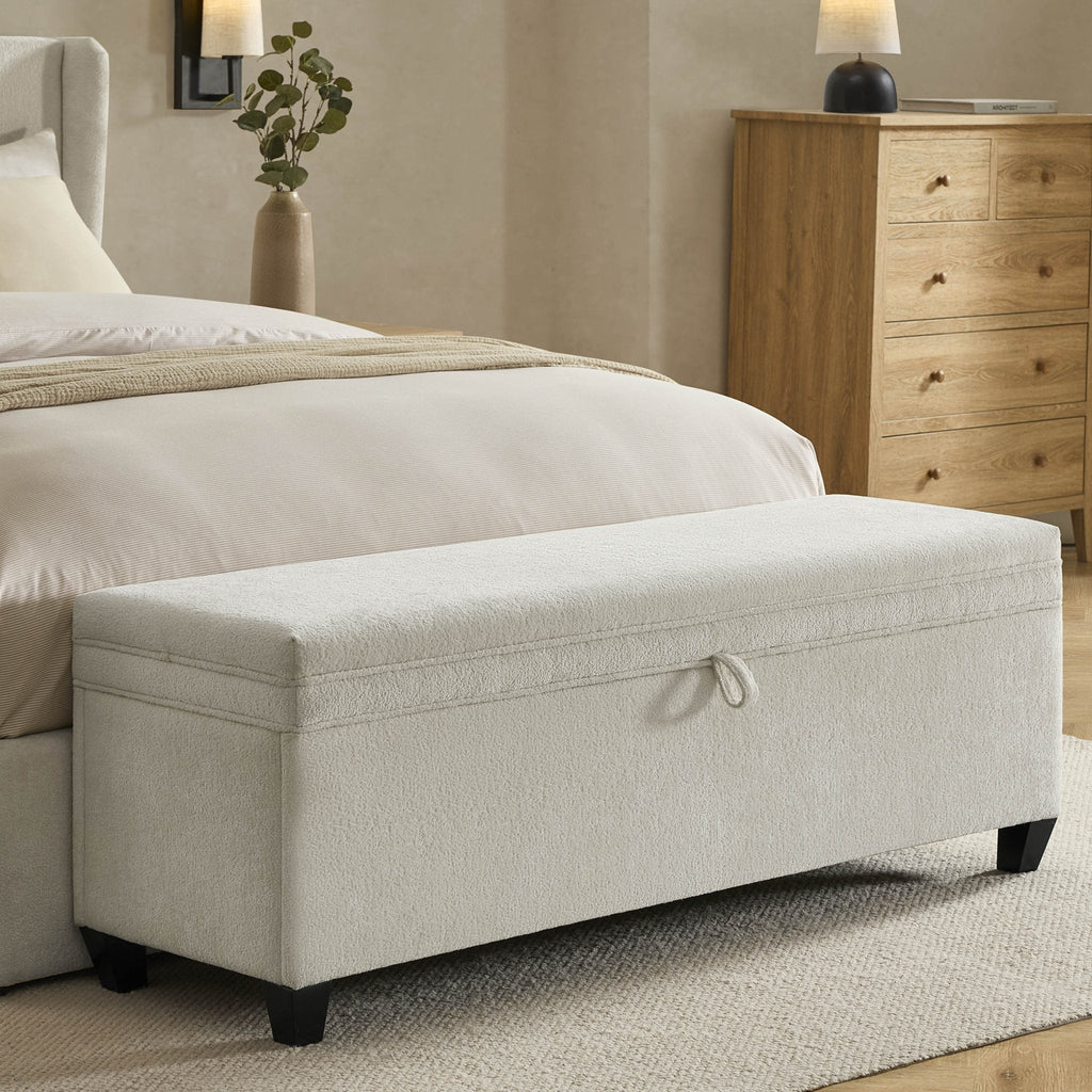 Windermere Storage Ottoman - Chenille Ecru