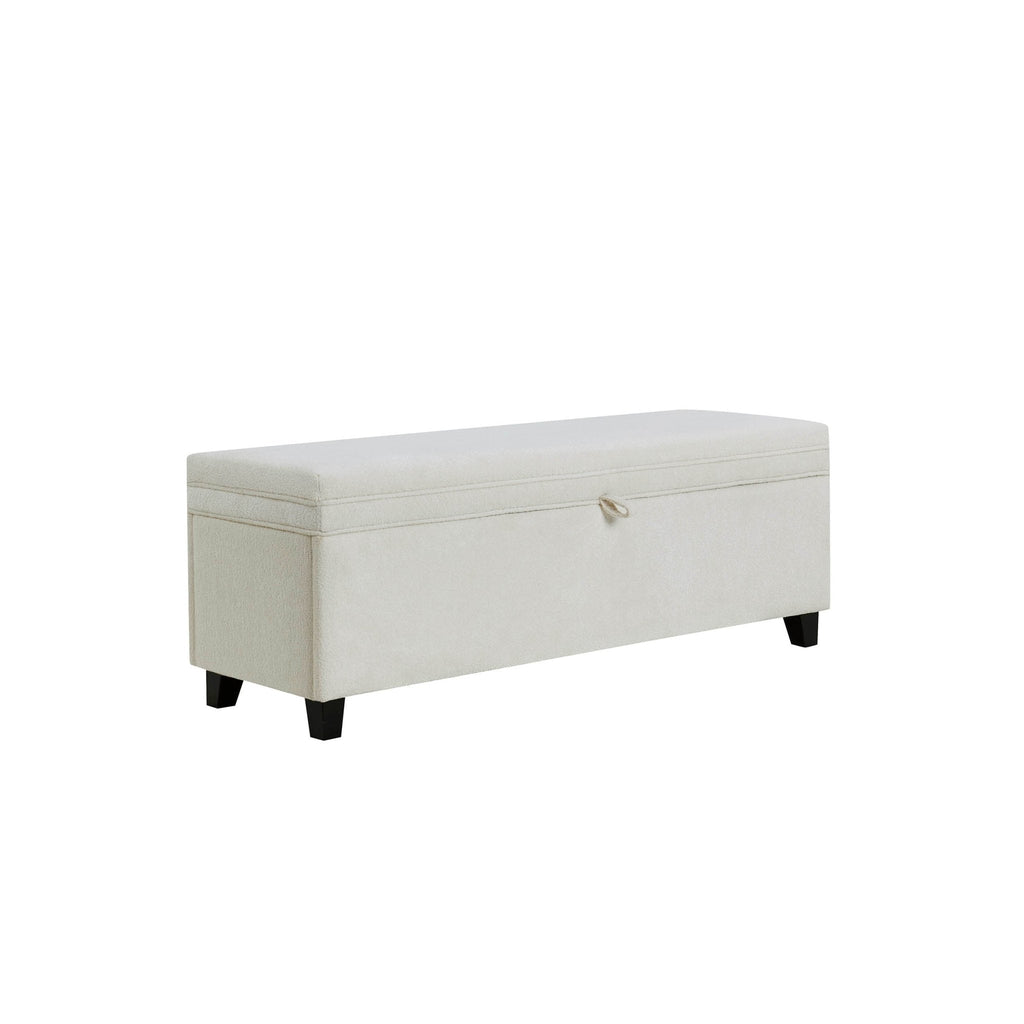 Windermere Storage Ottoman - Chenille Ecru