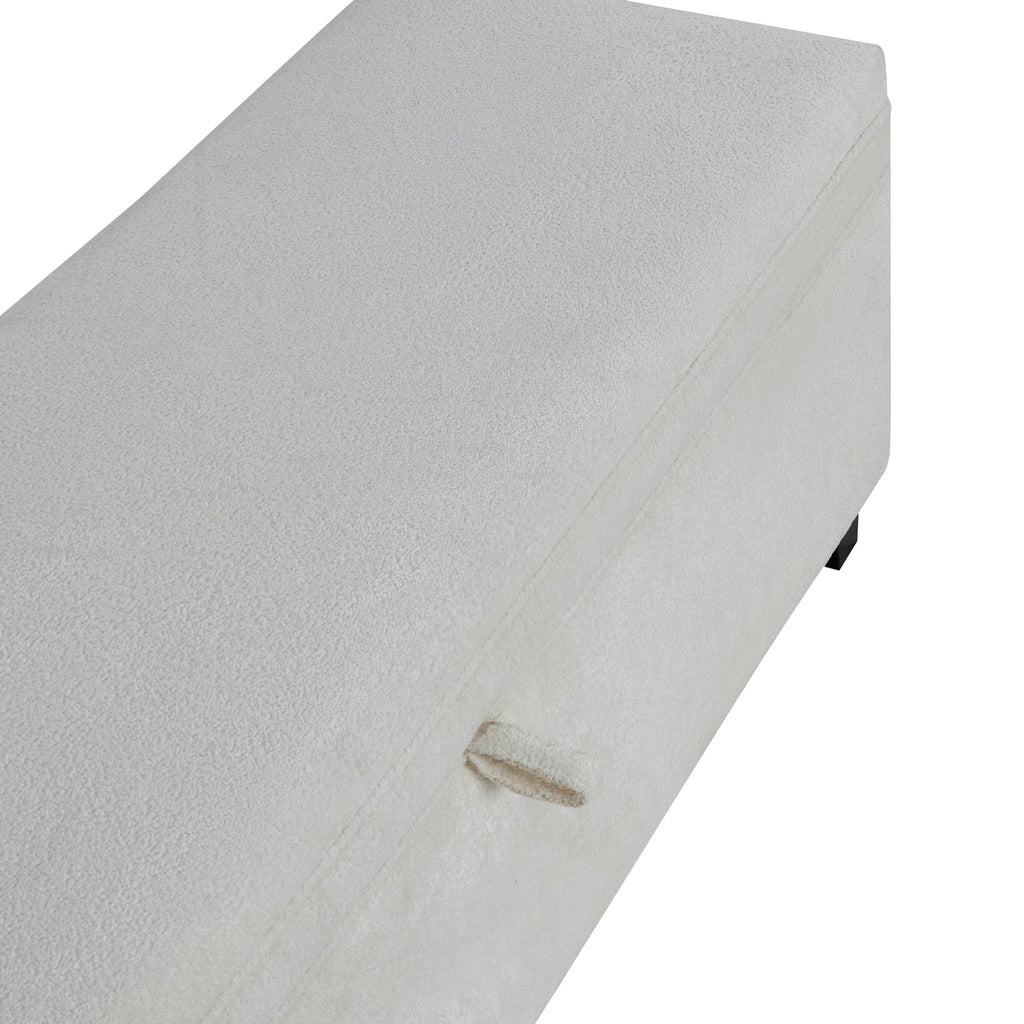 Windermere Storage Ottoman - Chenille Ecru