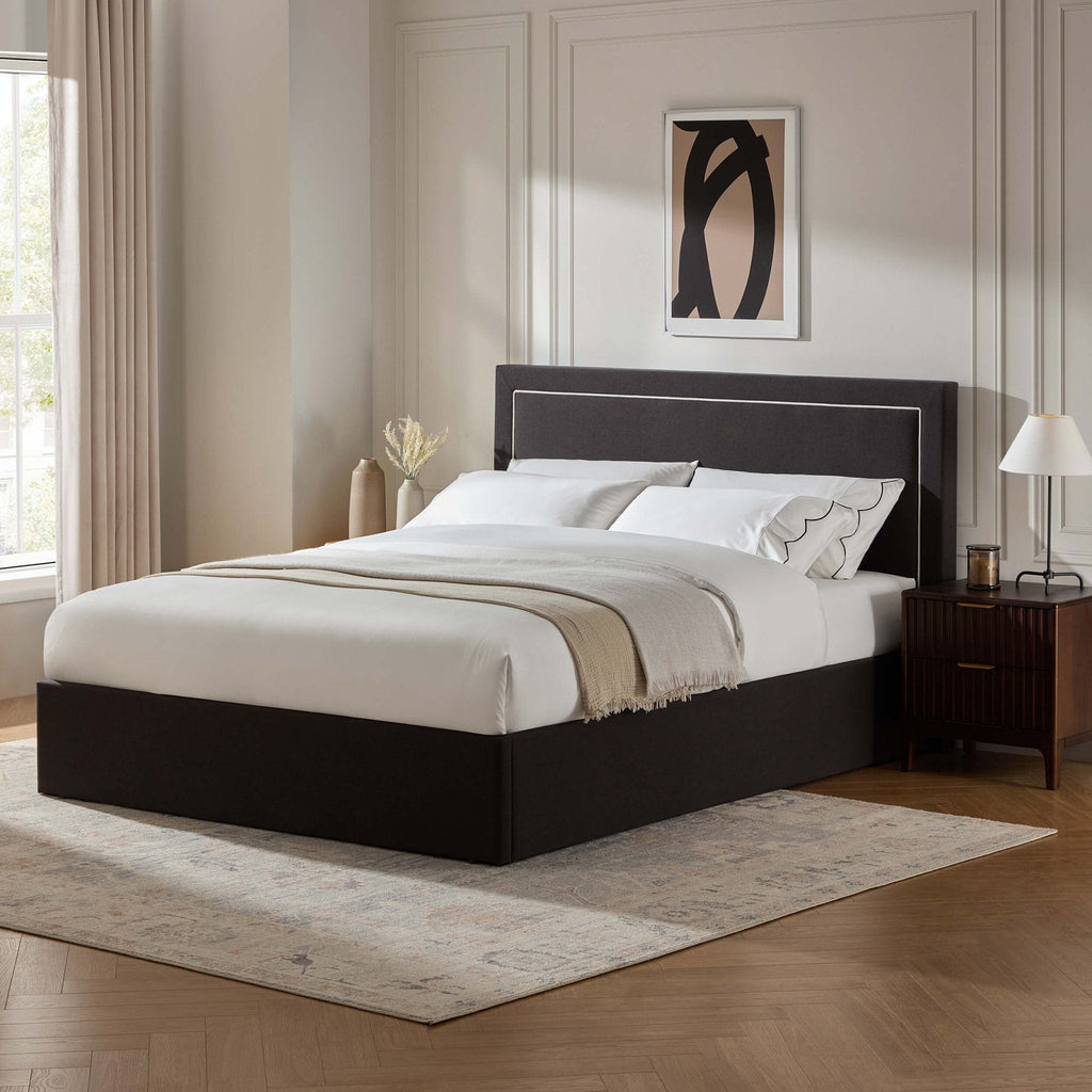 Windsor Ottoman Storage Bed - Black/Natural