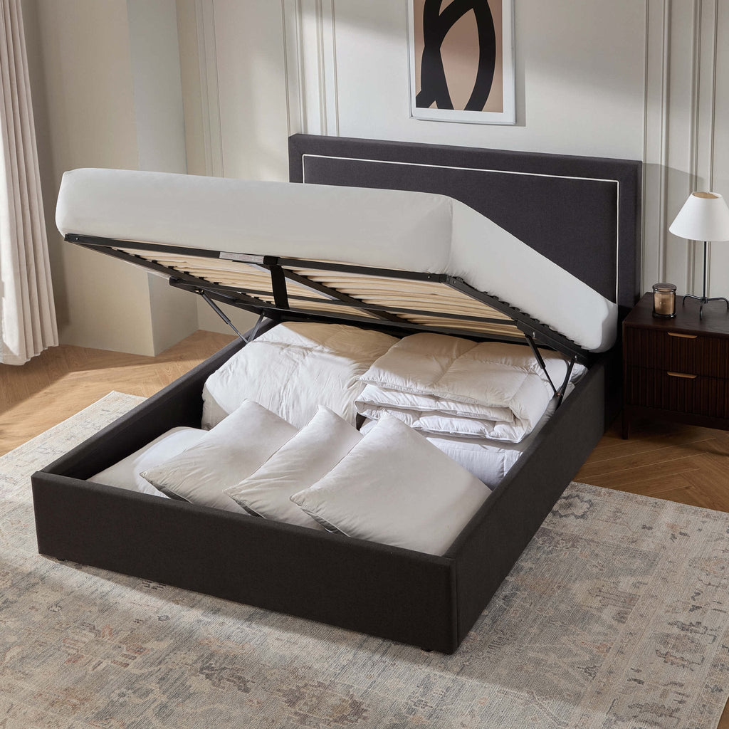 Windsor Ottoman Storage Bed - Black/Natural